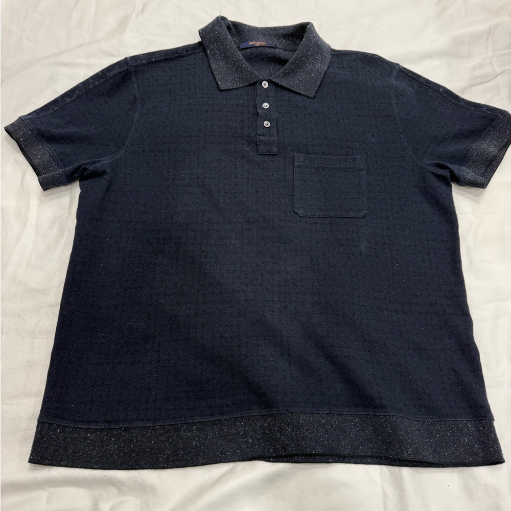 Louis Vuitton Navy Monogram Knit Polo